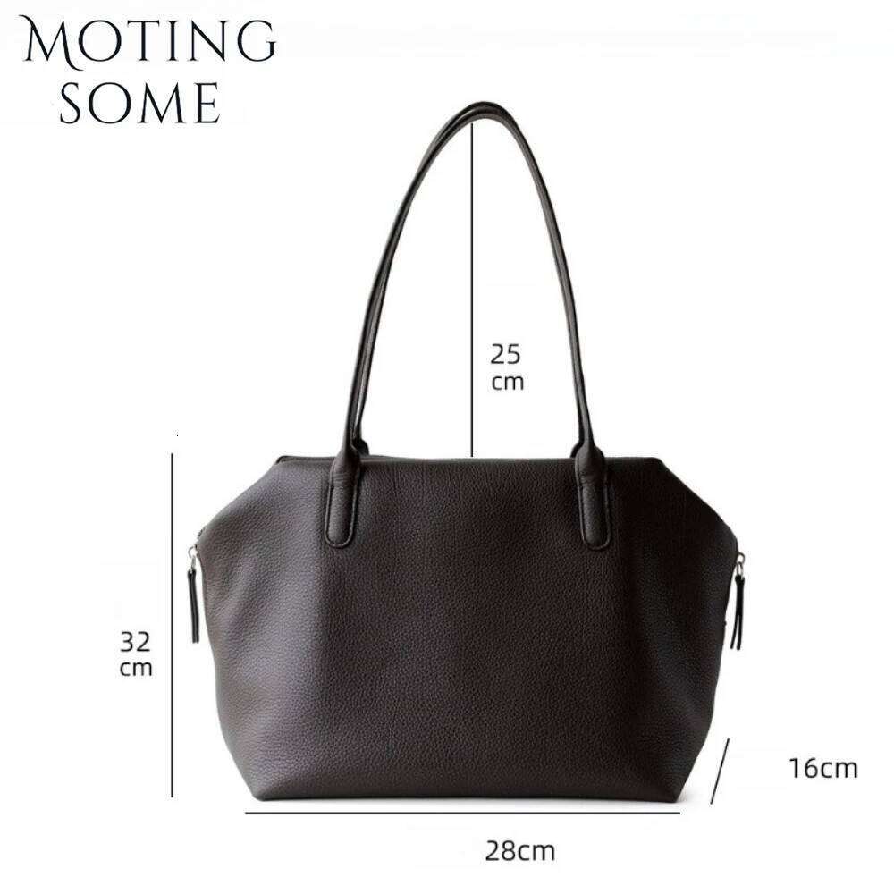 Motingsome Genuine Leather Bag Woman Luxury Designer Bags Niche Cowhide Underarm Bowling Tote Minimalist Shoulder Handbag 2025
