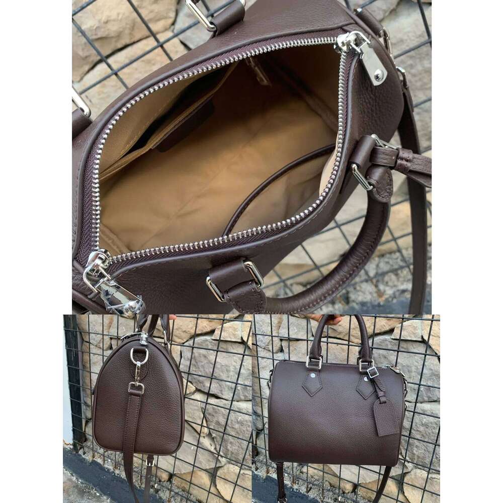 Genuine Grade Leather Women's Shoulder Crossbody Luxury Designer Brand Female Handbag Fashion Soft Cowhide Ladies Boston Bag