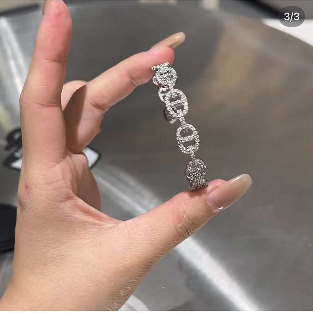 Full-Diamond Pig Nose Bracelet Zirconia-Set Luxury Jewelry Niche Fashion Elegant Versatile Bracelet