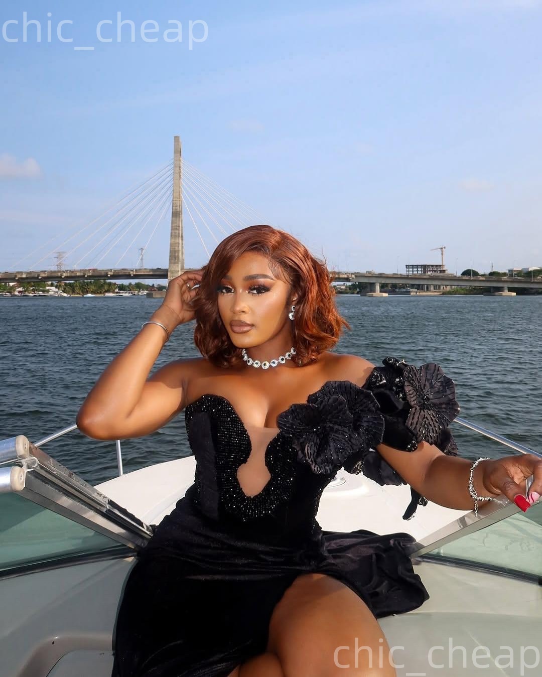 Aso Ebi Black Sheath Prom Dresses 2026 Flowers Beaded Velvet High Split Evening Formal Party Second Birthday Engagement Gowns Plus Size Dress For Spec