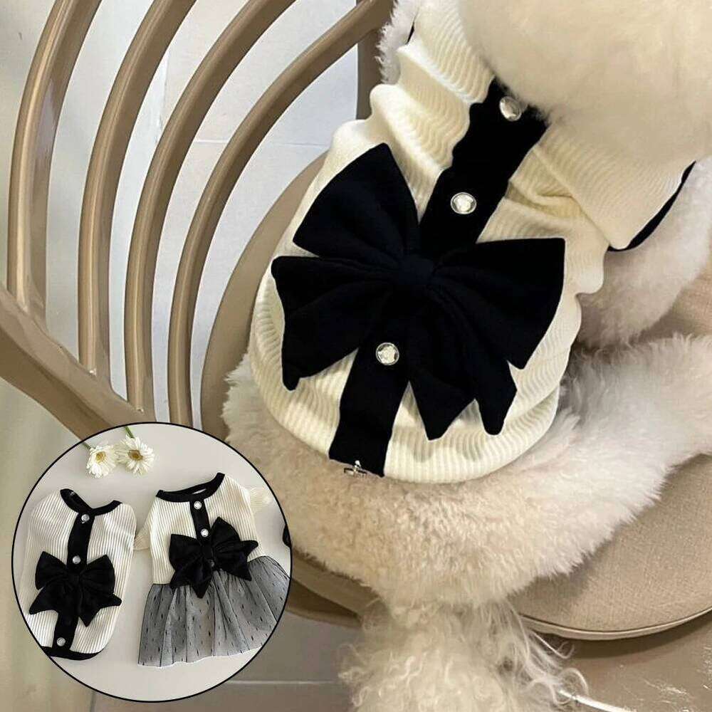 Luxury Dress for Small Summer Puppy Clothes Bow Lace Skirt Black White T-Shirt Girls puppy Costume Chihuahua Vest H260129