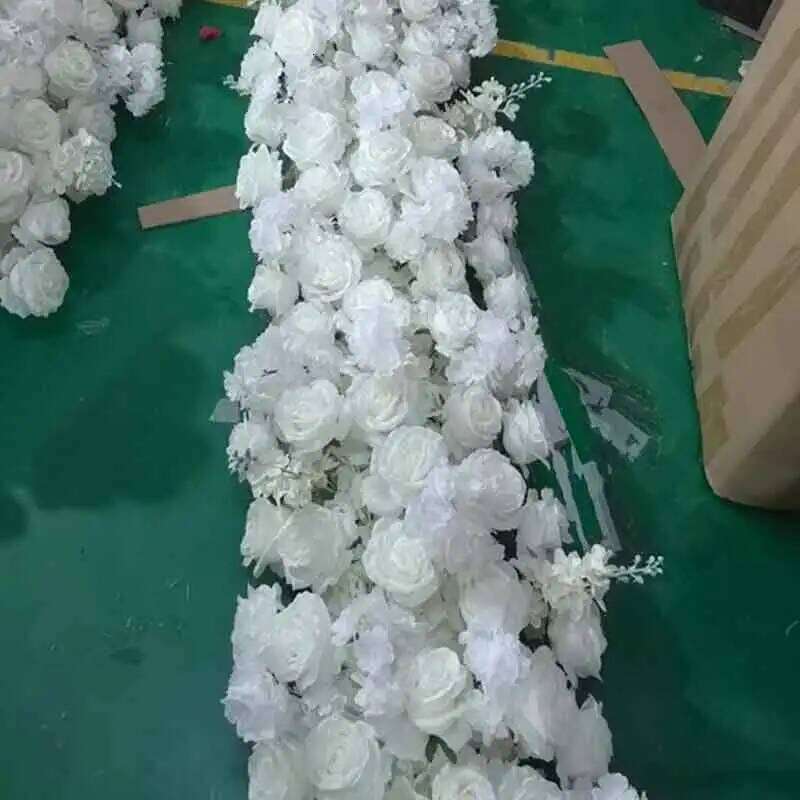 50CM/2M White Large Flower Row Artificial Table Centerpiece for Event Wedding Road Lead Floral Arrangement Bouquet Decor Y260130