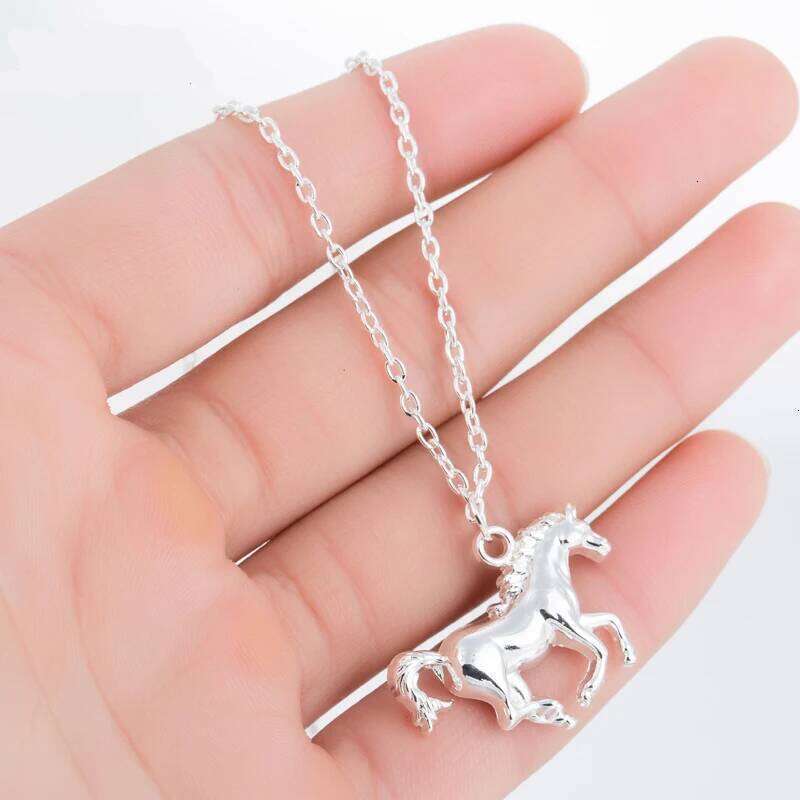 SMJEL Men Necklace Metal Racing Horse Pendants& Necklaces for Women Choker Chain Sliver Color Jewelrys