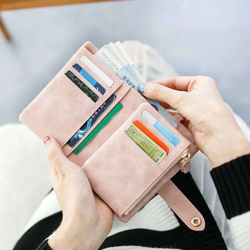 Functional Three Fold Fashionable Women's Bag Multi Card Frosted Short Zero Wallet Z260130