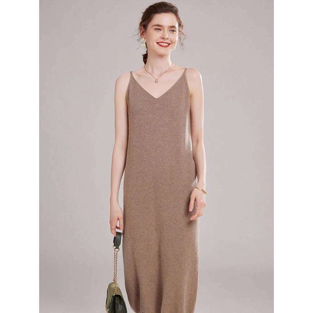 CHICUU Women 100% Vest Autumn Winter Basic Sleeveless Cashmere Knitwear Office Lady Grace Style Dress XJ260130