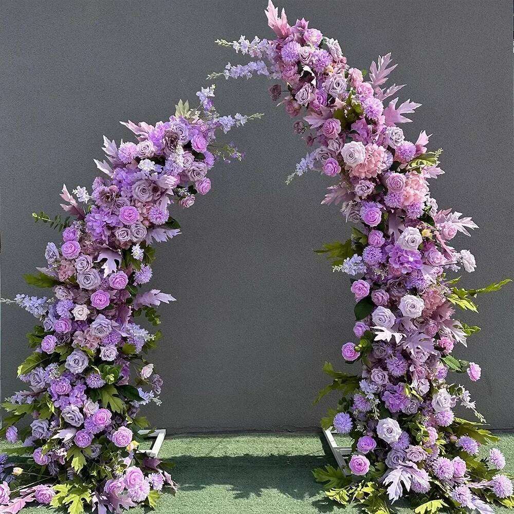 Trumpet Arch Artificial Flower Arrangement, Moon Shape, Wedding Background Props, Party Decoration, Luxury Y260130