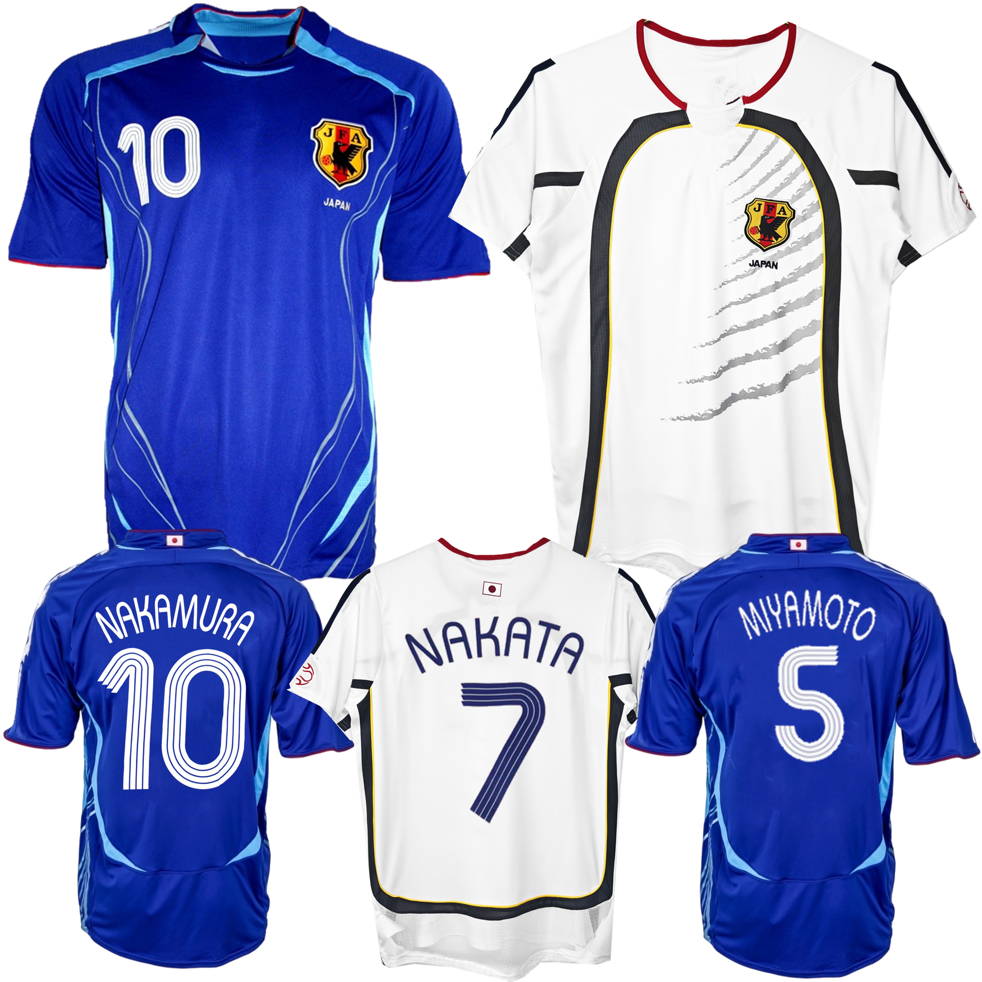2006 Retro Vintage Soccer Jerseys from Japan Home-Away Kits Featuring Nakamura and Nakata Players' Names