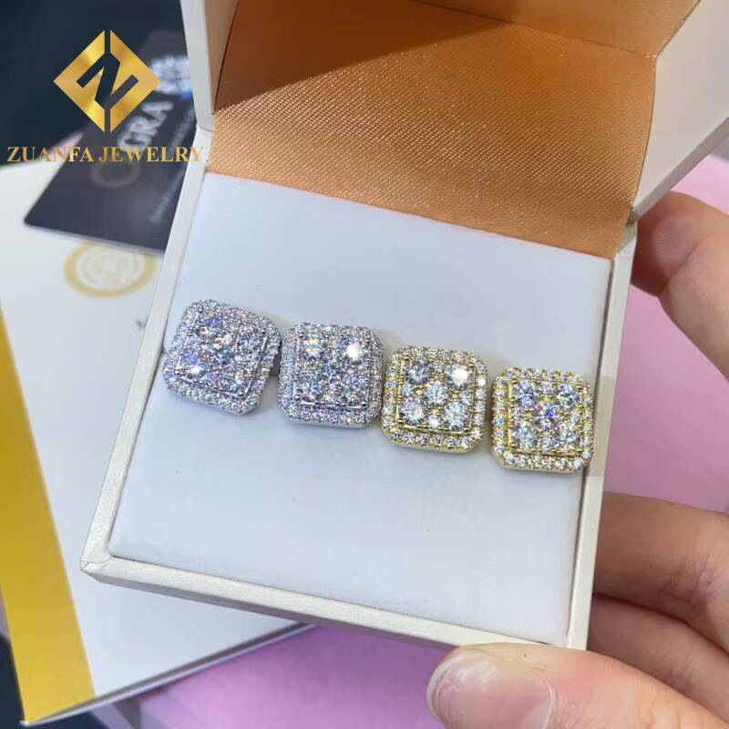 Past Diamond Test Moissanite 135mm Stud Earring Mens Women 925 Sterling Silver VVS Moissanite Iced Out Stud Earring with GRA