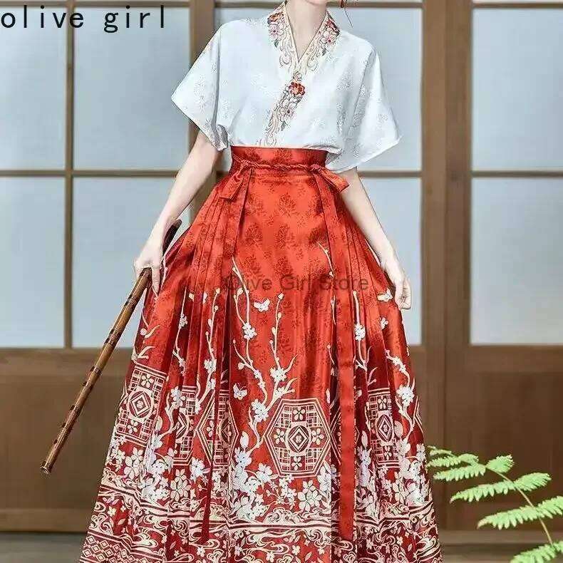 Large Size Chinese Traditional Women's Top Printing Shirt Summer Embroidery Blouse For Women Hanfu Oversized