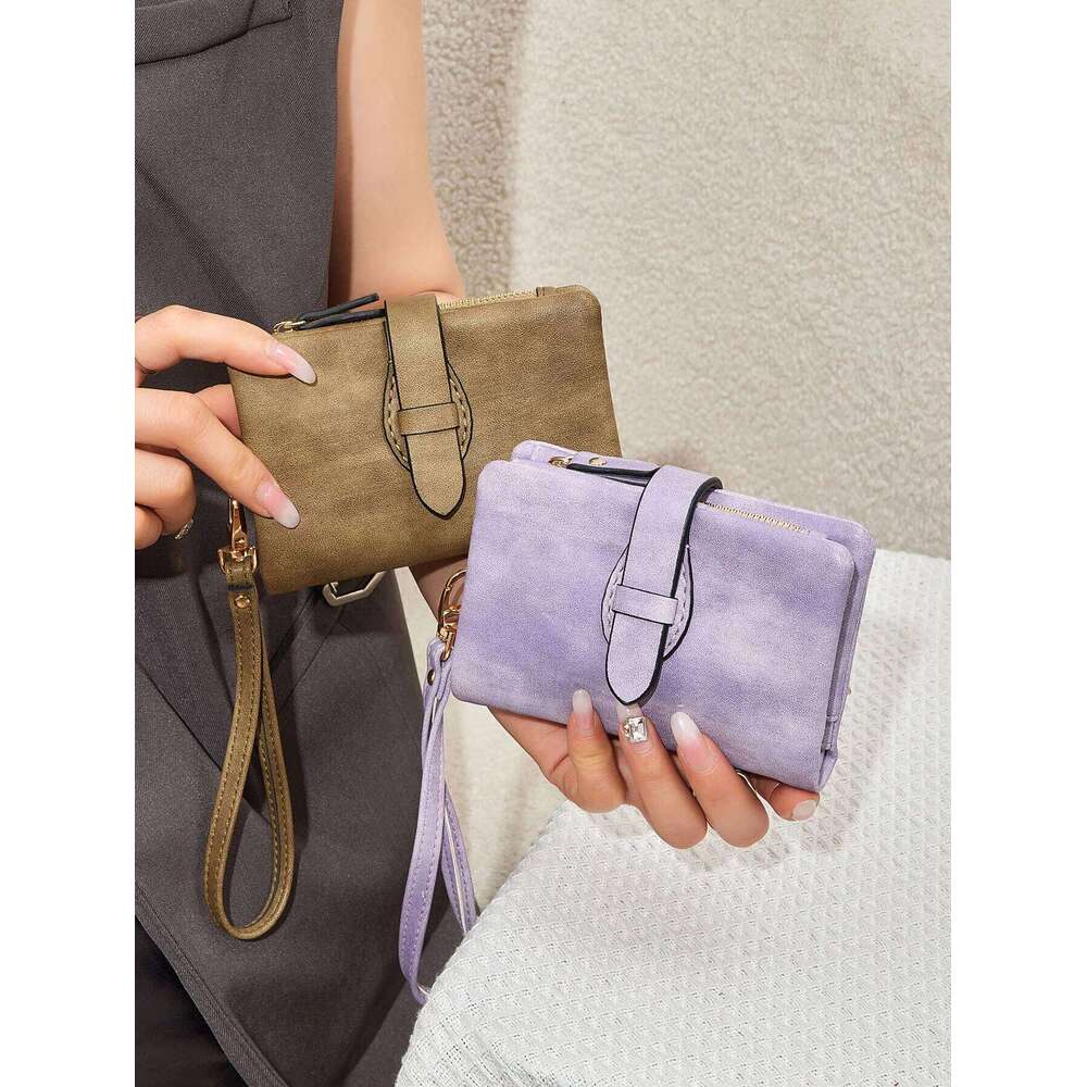 MIYIN Classic Women's Trifold Wallet SmallRFID Blocking Compact Credit Card Holder with ID Window and Wristband Short Coin Purse Z260130