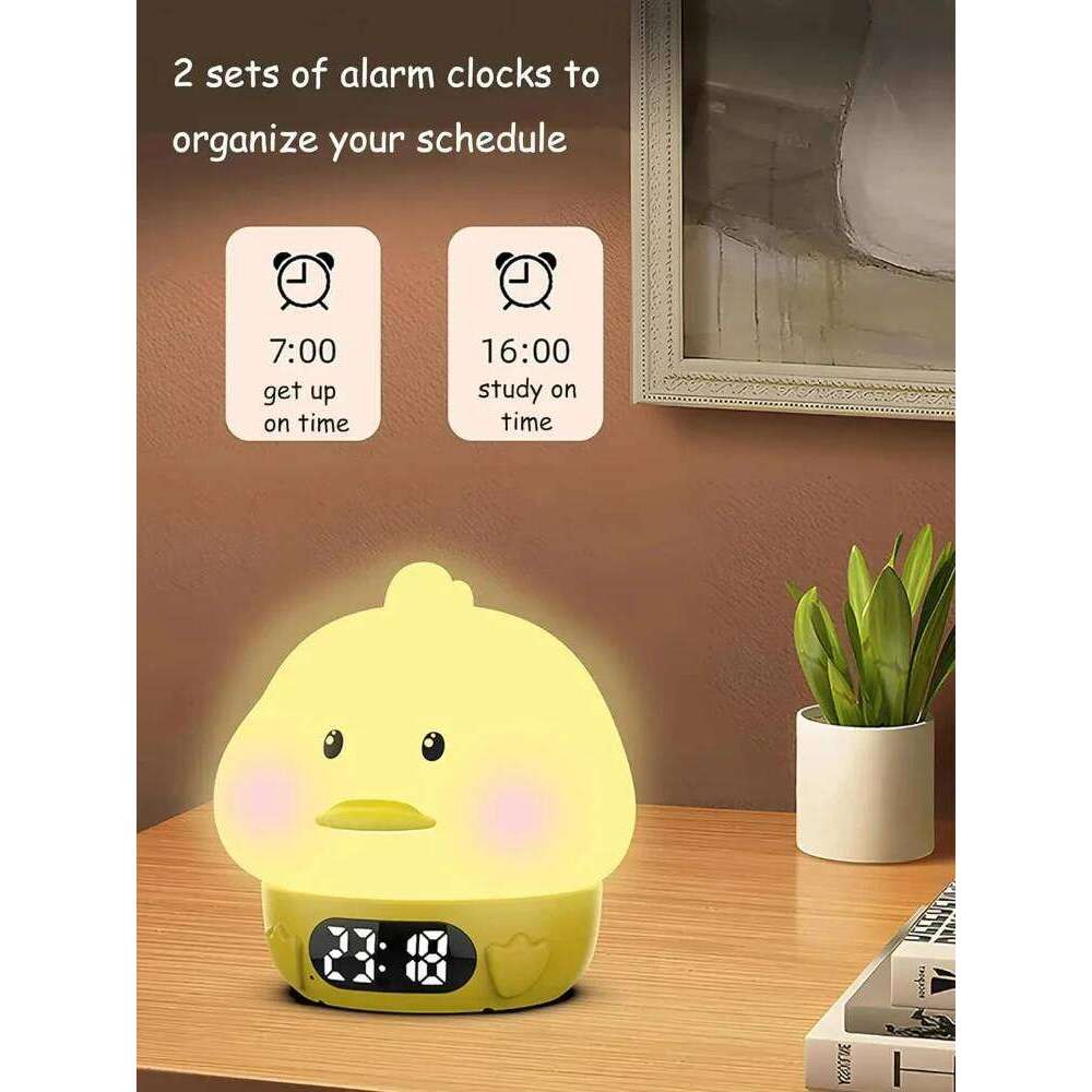 duck Night Light Digital Alarm For Kids Bedside Table Clock With Timer Temperature Display Snooze Cute Room Decor Gift W260130