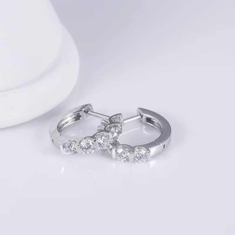 Messi Jewelry 10k White Gold 27mm Round DEF Color Moissanite Diamond Earrings