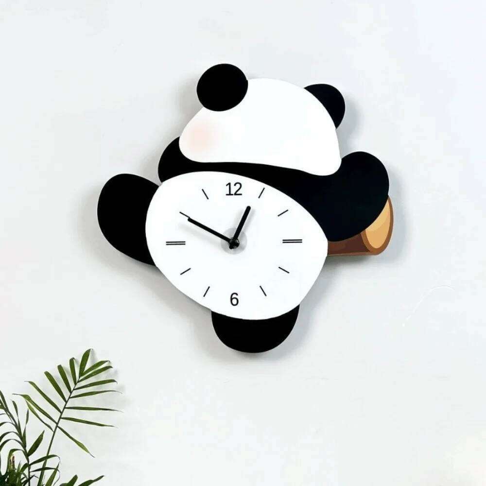 Fashion Cartoon Swinging Panda Wall Silent Animal Hanging Watch Wooden Time Accuracy Digital Clock ' Bedrooms W260130