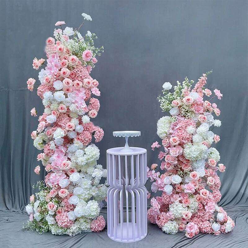 Luxury Hot Pink Rose Dahlia Flower Row Arrangement Wedding Backdrop Frame Decor Table Centerpiece Floral Ball Banquet Party Prop W260130