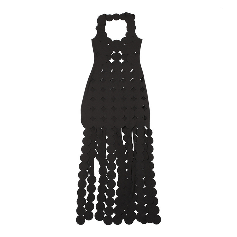 Luxury Brand Designer Clothes 2023 European And American Style Summer Women's Fashion New Sexy Sleeveless Hollow High Waist Slim Fit Long Dress