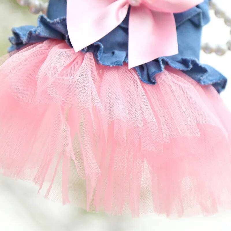 Summer Puppy Clothes Pet Denim Dresses for Small Dogs Pomeranian Chihuahua Dog Kitten Skirt Princess Dress Pink Girls Clothing H260129