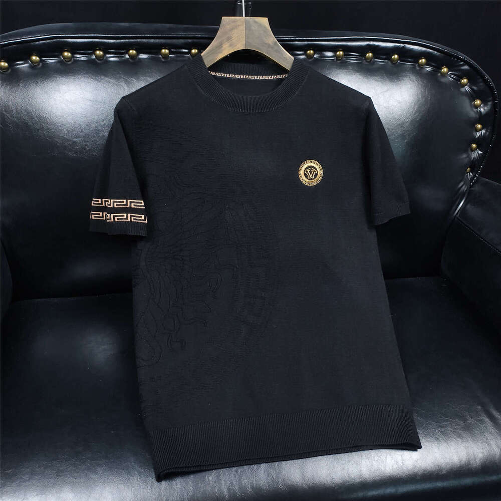 New Arrivals Four Autumn Winter New Knitted Short Sleeve Base Fashion Slim Fit Youth Round Neck Wool Shirt Men's T-Shirt