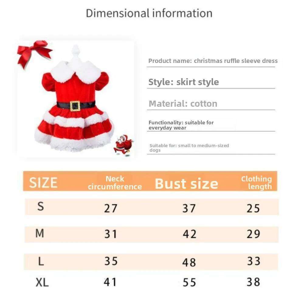 New Fancy Dress Red Cute Clothes Pet Attire Christmas H260129