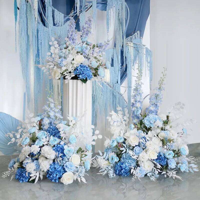 Homemade Decoration Blue Series Ball Simulation Row Home Decor Curtain Flower Wedding Sign In The Road W260130