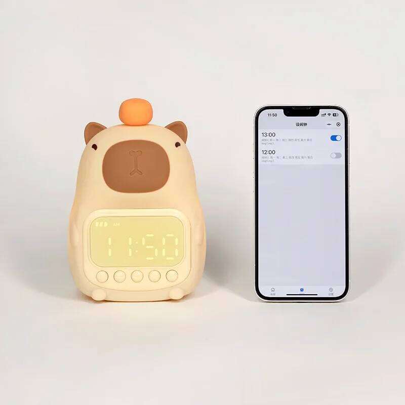 Cute Cartoon Capybara Silicone Light Rechargeable Digital Alarm Led Night Lamp Touch Snooze Always-on Table Clock W260130