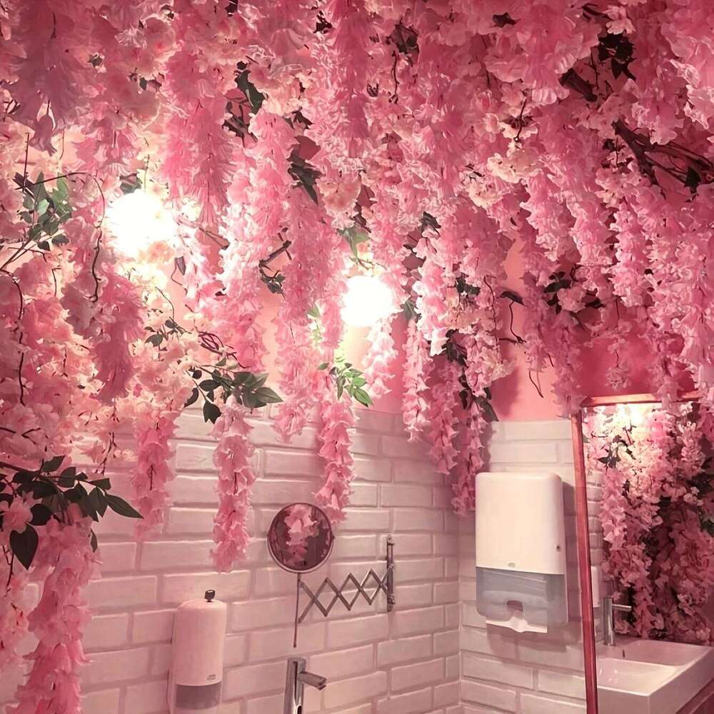 1 set artificial lavender vines, plastic fake flower strings, hanging garland decoration, suitable for weddings, Mother's Day Y260130