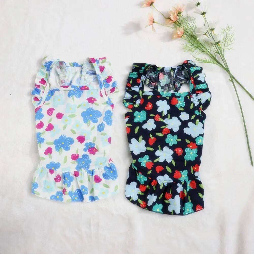 Fashion Soft Floral Breathable High-end Princess Thin Pet Suspender Dress Small/Medium Dog H260130