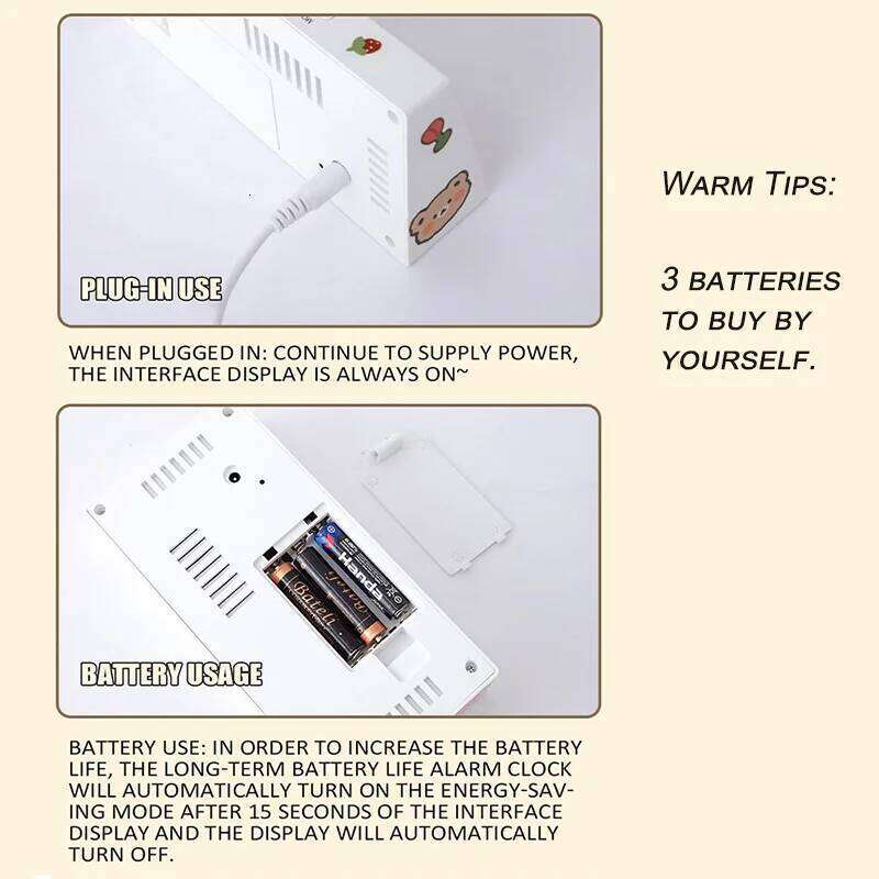 Cute Kawaii Desktop Led Digital Watch Desk Decoration for Bedroom Table Decor Child Sleep Trainer Girl Alarm Clock W260130