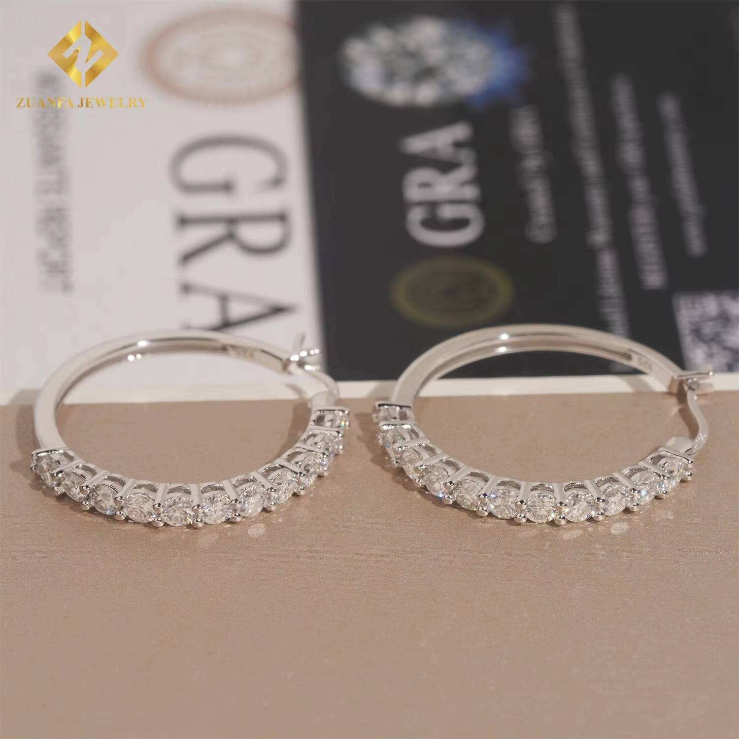 GRA Certificate 18K Gold Plated 925 Silver Big Hoop Iced Out Diamond Women Jewelry Hip Hop VVS Moissanite Hoop Earrings