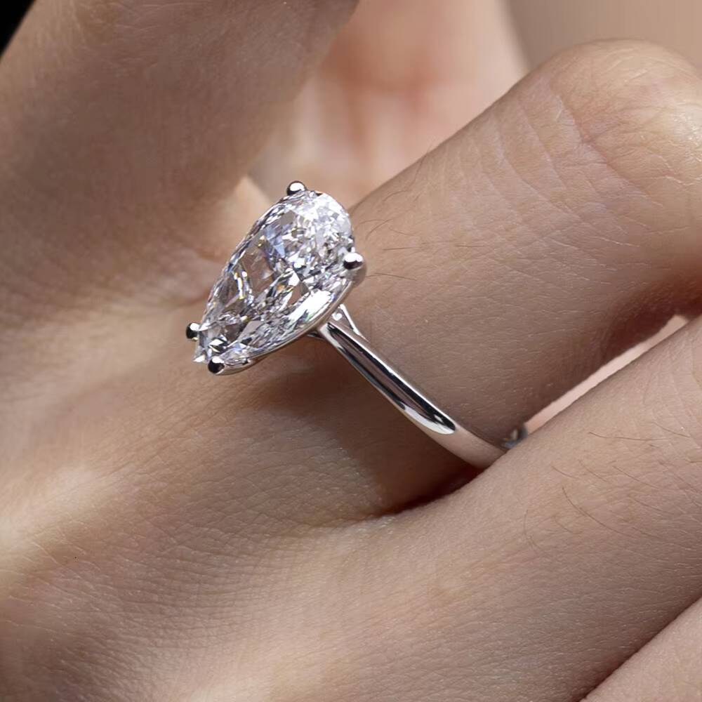 Messi Gems MSR-1655 14K White Gold IGI 3CT D VVS1 Pear Cut Jewelry Lab Grown Diamond Ring