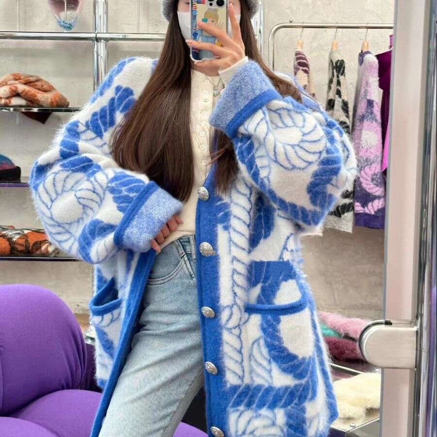 Fashion Plus Size Heavy Craft New Chinese Rope Jacquard Knitted Cardigan Loose Lazy Style Sweater Coat For Women Autumn Winter Trend LEEGO LENS