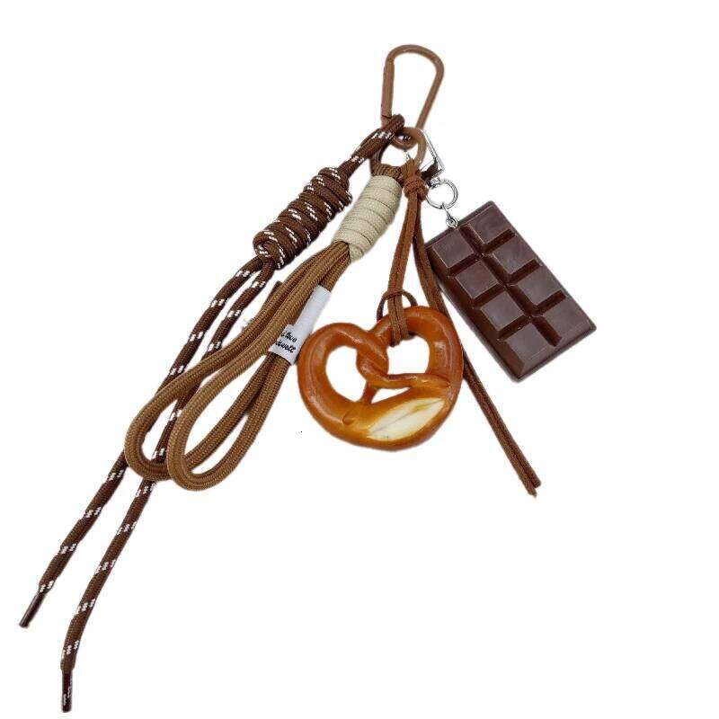 Binding Rope Adornment, Refreshment Bread Keychain, Pleasant Bag Charm, Chocolate Lover's Pendant Z260130