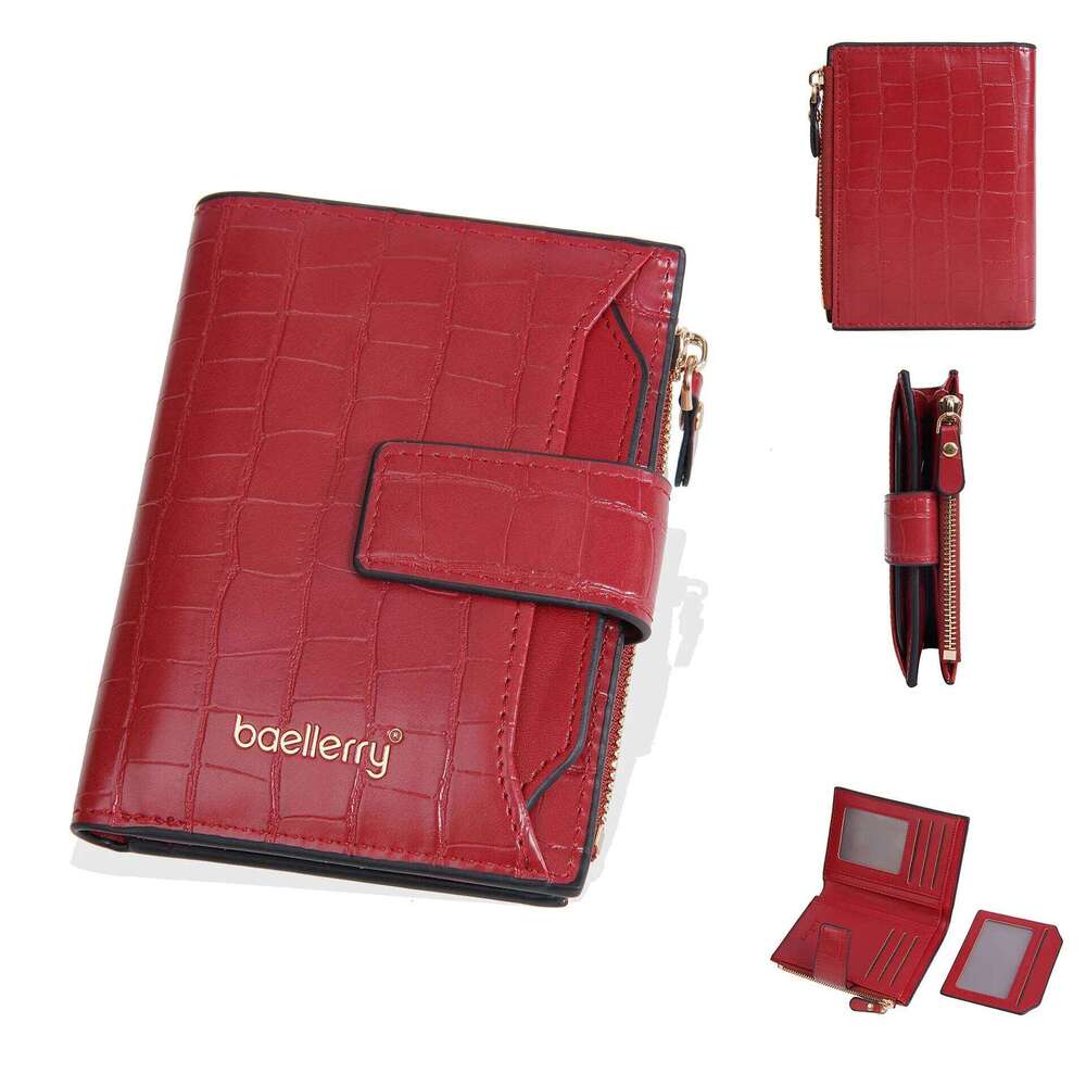 1Pcs Women's Short Zipper Wallet, Thin Card Holder with Pull-Out Id Window, Stylish Ultra-Thin Wallet for Daily Use Z260130