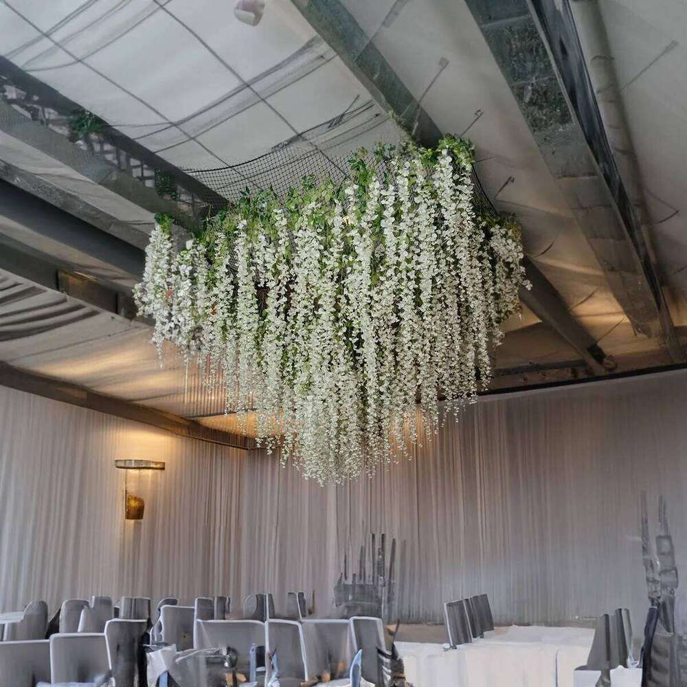 12pcs Artificial Flowers Wisteria Vine Fake Silk Hanging Flower for Wedding Party Garden Outdoor Greenery Home Wall Decor Y260130