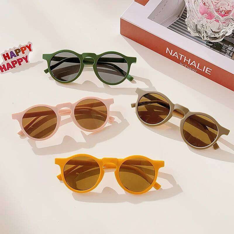 New Children Vintage Frosted Round Outdoor Sun Protection Baby Girls Acrylic UV400 Sunglasses Kids Fashion Glasses H260130