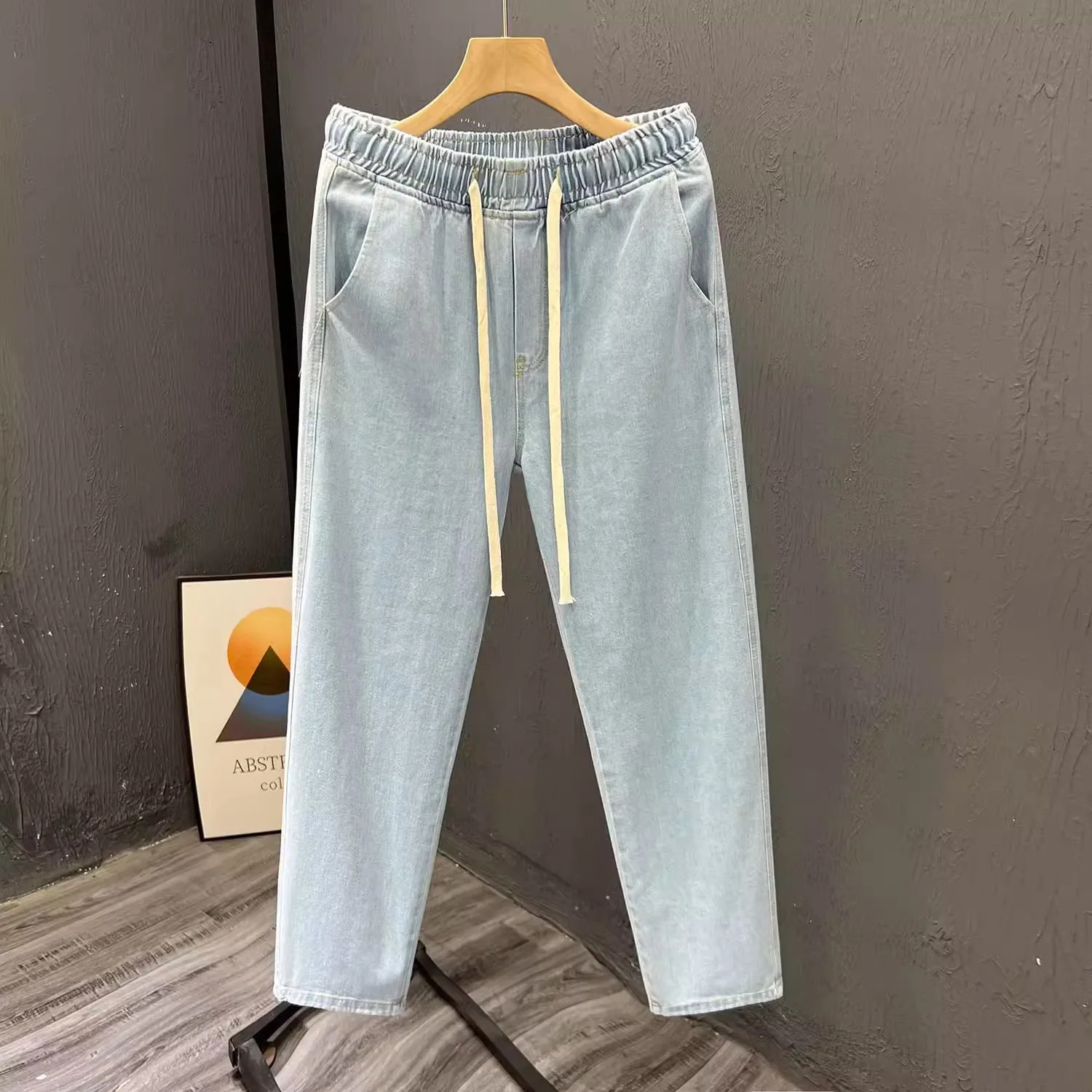 Mens Casual Loose Straight Leg Jeans Thin Wear Resistant Spring Autumn Vintage Workwear Durable Cotton Denim Trousers 260127