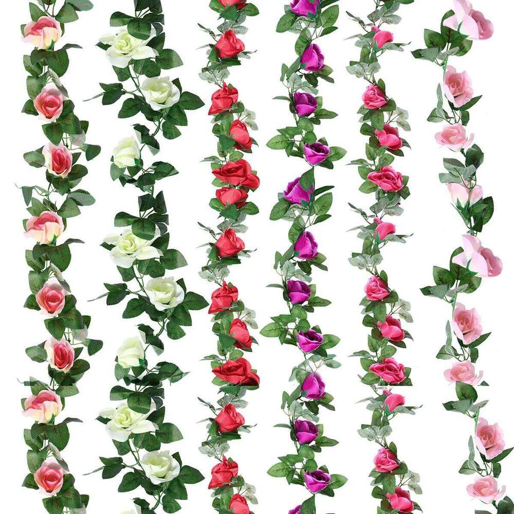 2pcs Simulation Rose Vine Artificial Rattan Decorative Hanging Plants For Home Garden Wedding Party Fence Wall Door Ac Pipe W260130