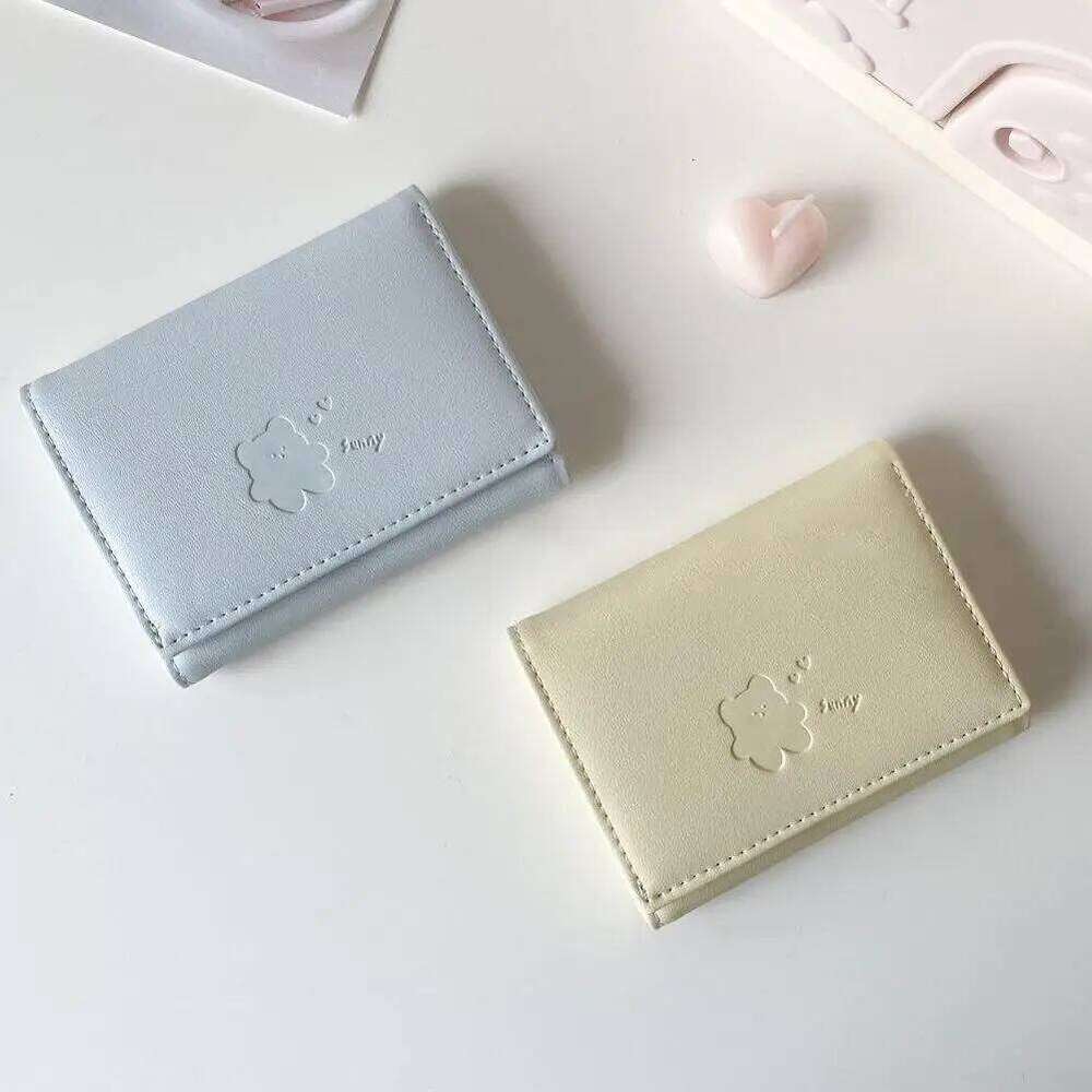 Women Short Bear Small Student Triple Fold Girl ID Card Holder Coin Purse Ladies Wallets Cartoon Bag Z260130