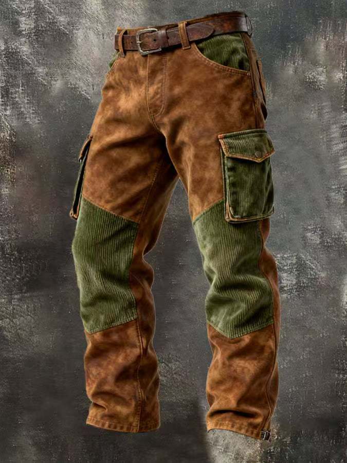 Free Shipping 2026 Retro Punk Printed Jeans, Men's Cargo Pocket Denim Trousers, Distressed Vintage Workwear Style