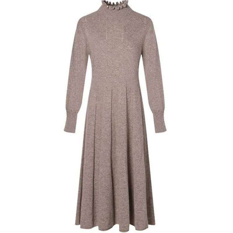 Autumn Winter Women Knitted Sweater 2025new Solid Long Pullover Loose Over Knee Elegant Ladies Knitwear Bottom Dress XJ260130