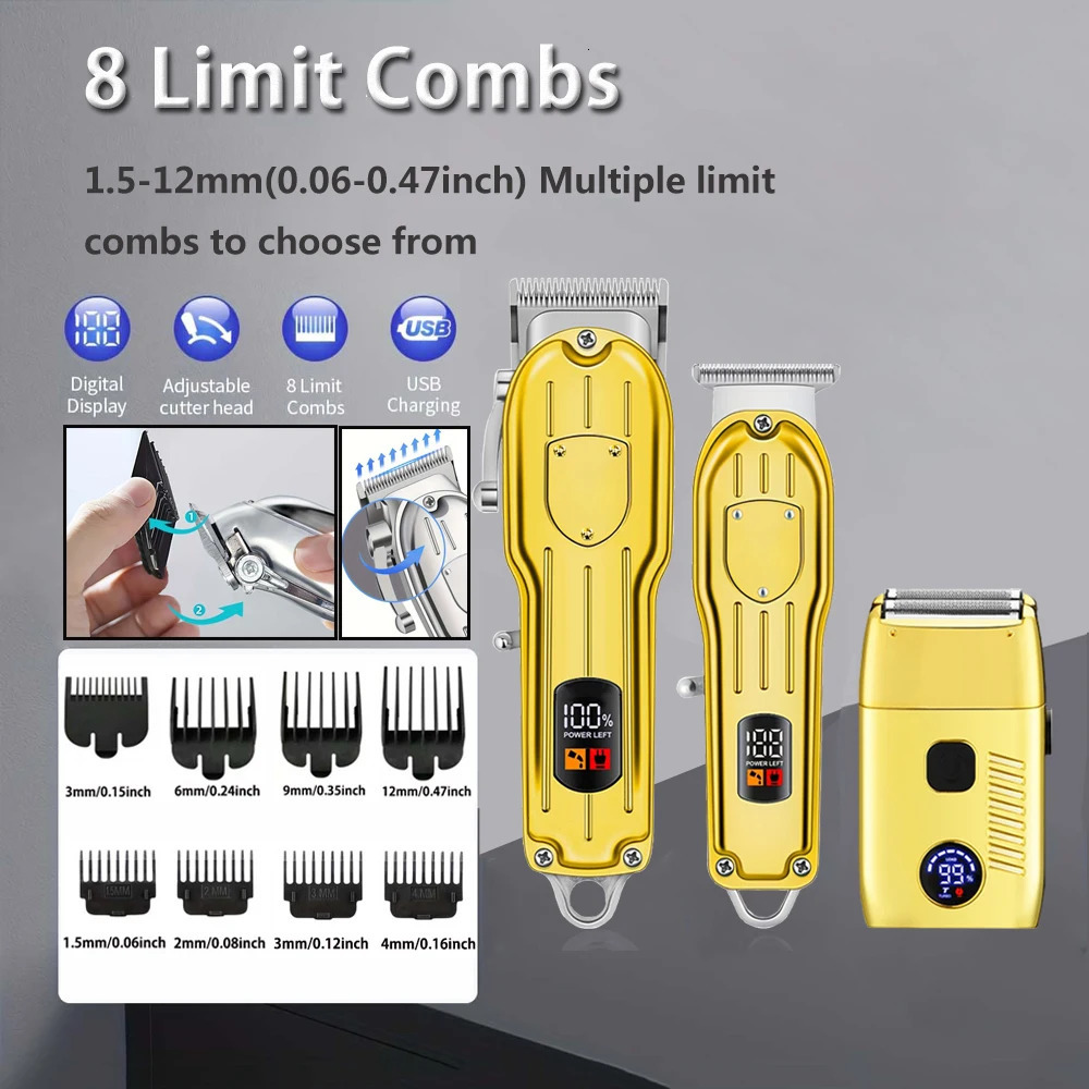 Professional Hair Clippers Electric Razor Shavers Men Rechargeable Clippers and Trimmers Beard Trimmer Barber Kit 260129