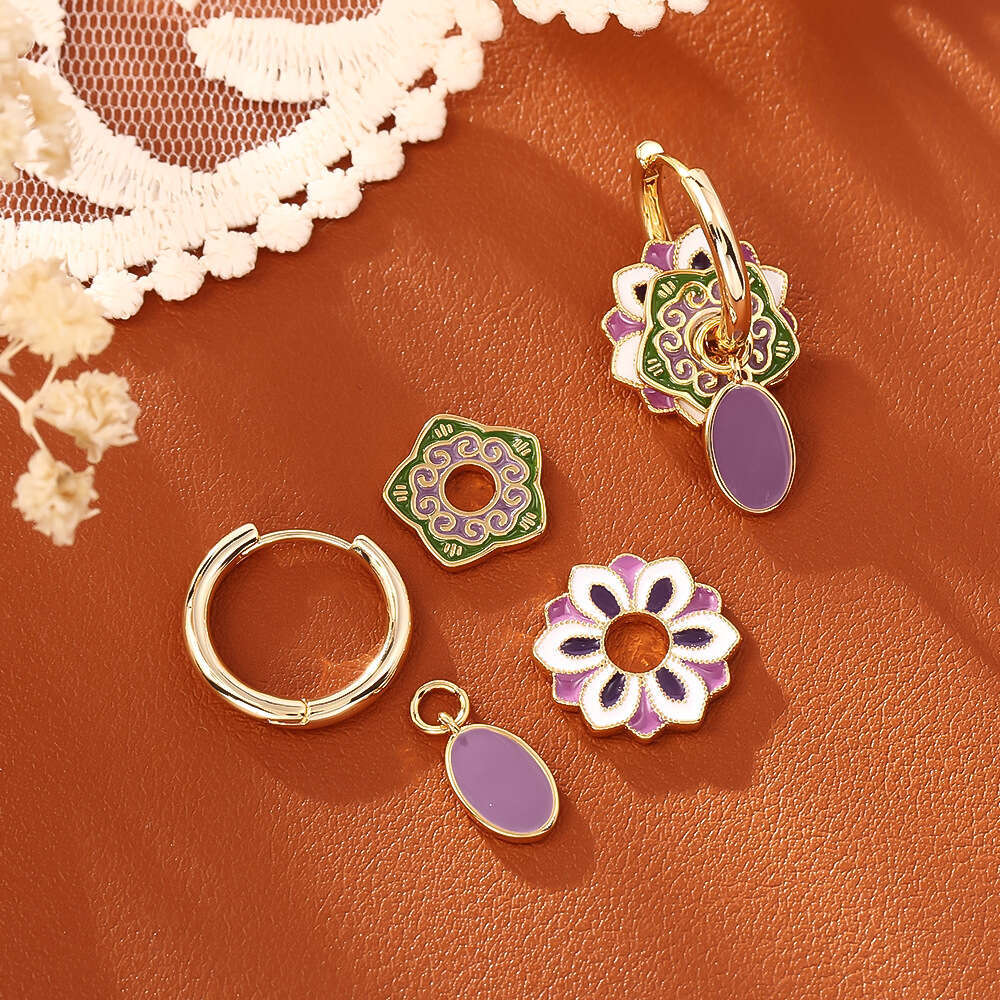 New Ethnic Oil Drop Vintage Style High-end Elegant Temperament Hoop Earrings for Traditional Chinese Costumes