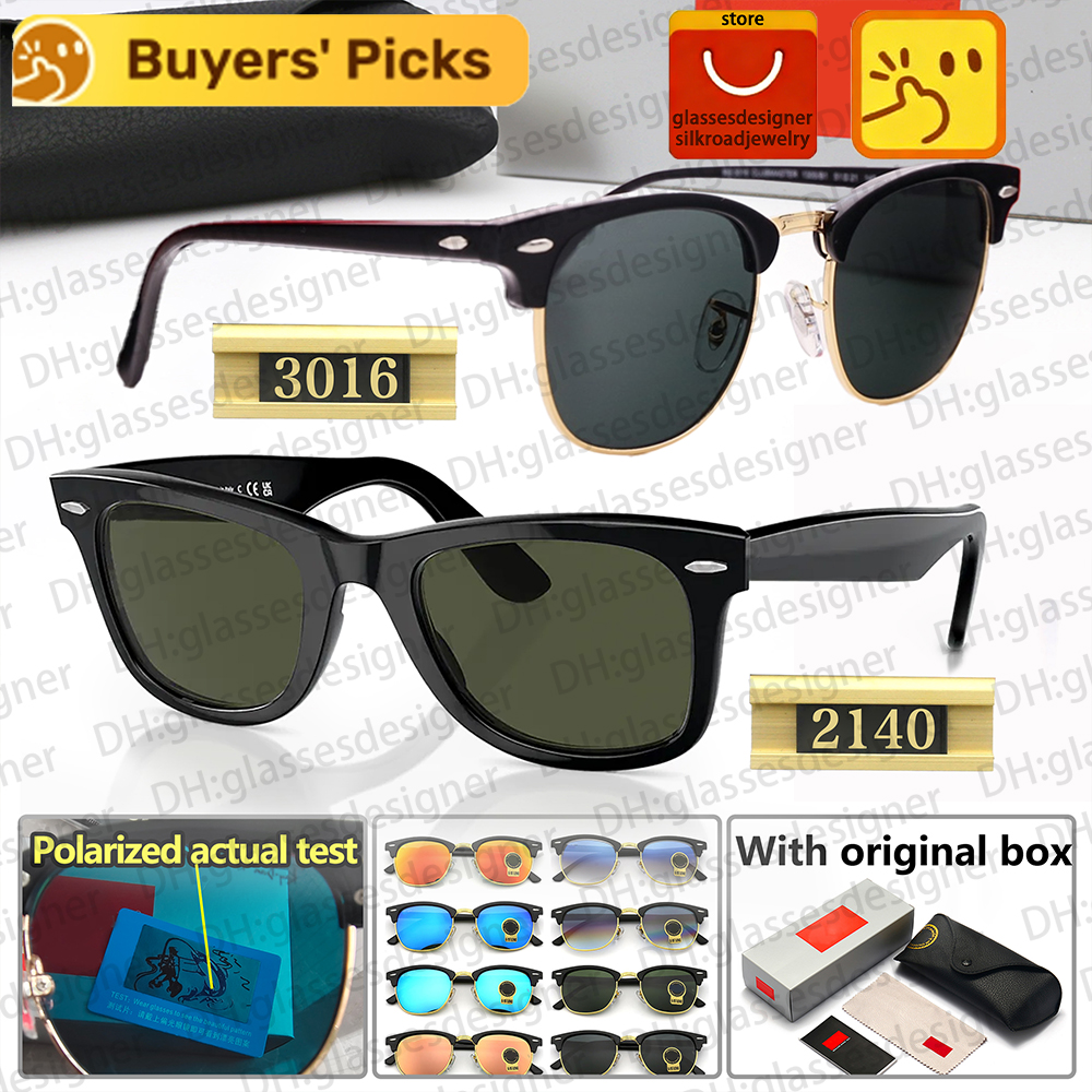 RB Banssunglass Rainess''ban''banssunglasse Club Master 3016 2140 Polarized Sunglasses - Luxury Designer Sun Glasses & Eyewear Collection for Men & Women - High Gafas de Sol