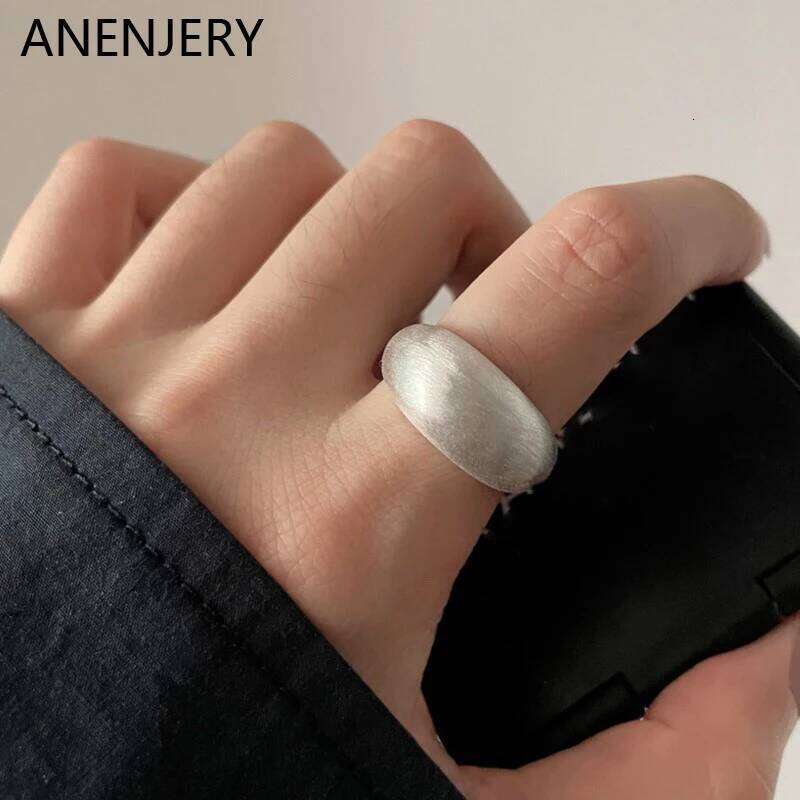 ANENJERY Silver Color Matte Brushed Surface Circular Open Ring For Women New Fashion Delicate Jewelry Gift XJ260130