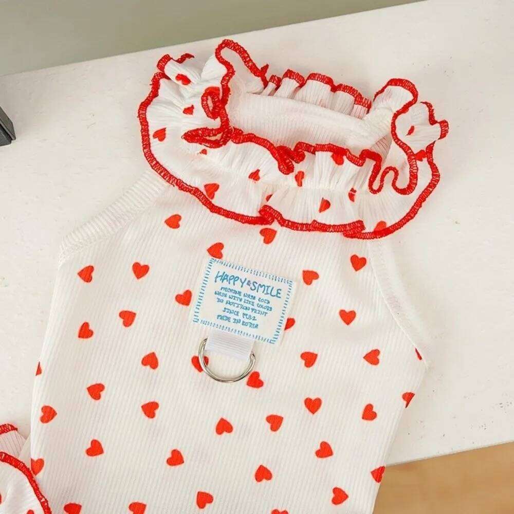 Summer Cooling Dress Love Heart Print Thin Material Pet Skirt Simple Design Tank Top Style Puppy Costume H260129