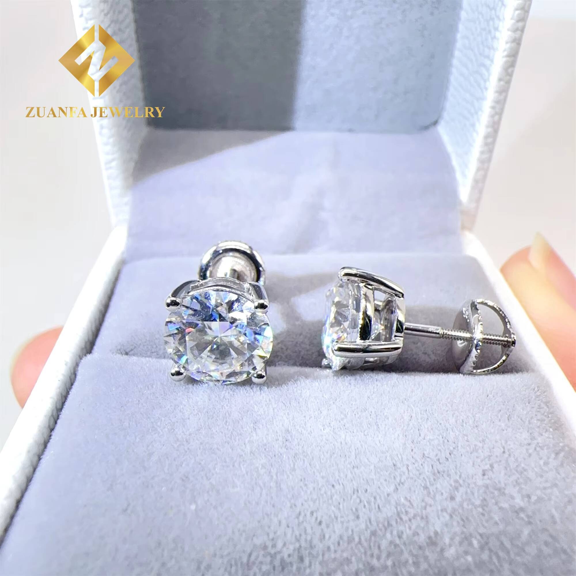 Wholesale Price GRA Certificates 10k Solid Gold Screw Back Iced Out Man 3mm --10mm Round VVS1 Moissanite Hip Hop Stud Earring