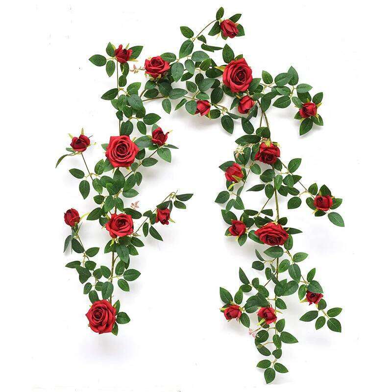 Artificial Sweetheart Roses Vine Silk Flowers Rattan wedding cafe Decorative Simulation Rose Plant Flower Vines Bar Decoration Y260130