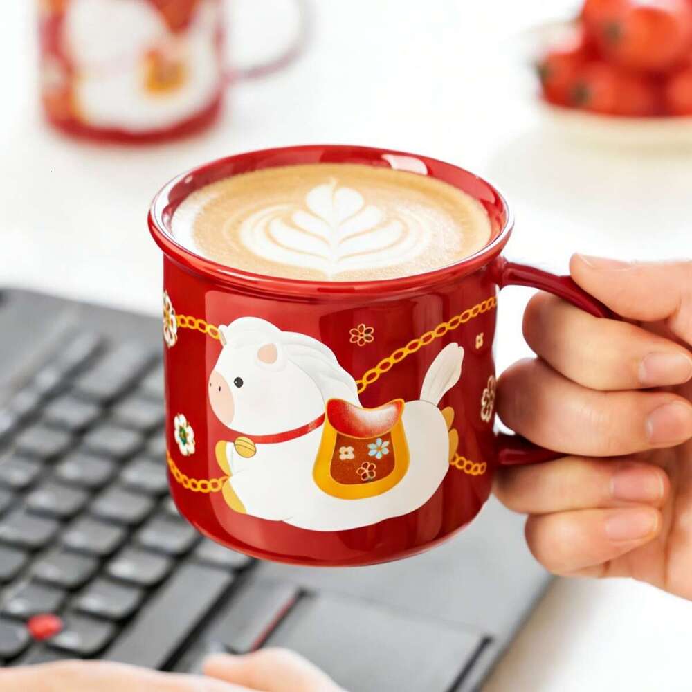 Little White Mug Forbidden City Cultural and Creative Cup Birthday New Horse Zodiac Year Gift Red Ceramic for Women