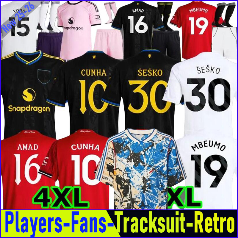 ManUnited 25 26 Manchest er United Soccer Jerseys Sesko CUNHA MBEUMO HOJLUND B. FERNANDES CUNHA men kids kits Retro Utd Tracksuit football shirt Unted jerseys UTD 4XL