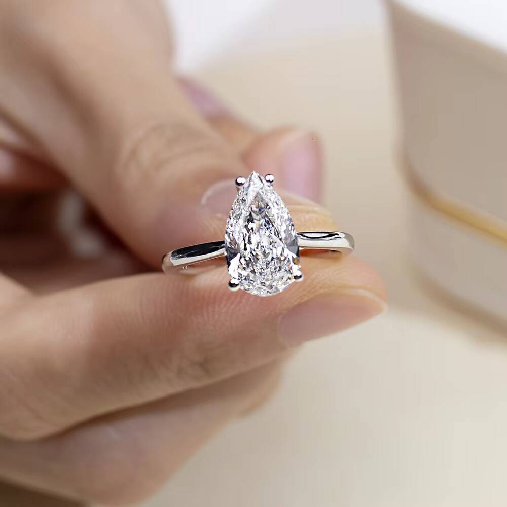 MSR-1655 Customized Ring Jewelry 302CT E VS1 14k Solid Gold Pear Cut Lab Grown Diamond Ring