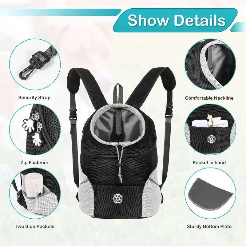 New Dog Pet Backpack Comfortable Carrier Travel Hiking Bag Front Pack Breathable Adjustable Straps for Small Medium Dogs Cats 26H0130